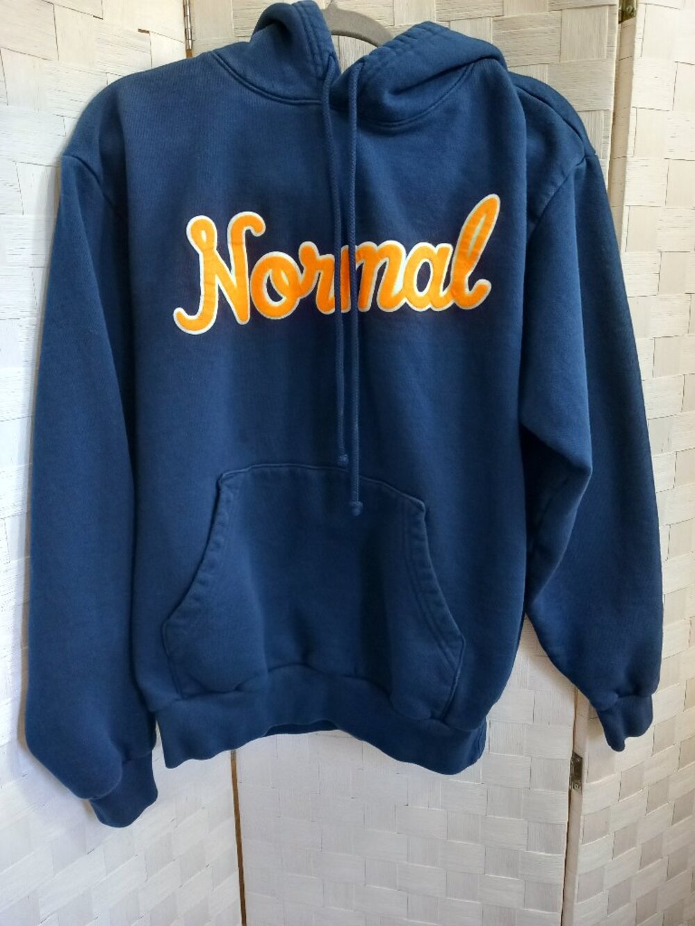 Heavy weight Blue Hoodie with 'Normal' - Size Large